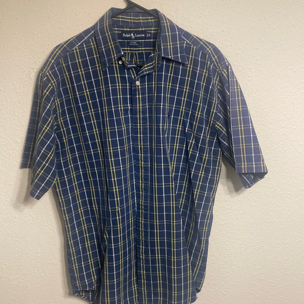 Mens 100% cotton Ralph Lauren button down short sleeve shirt!